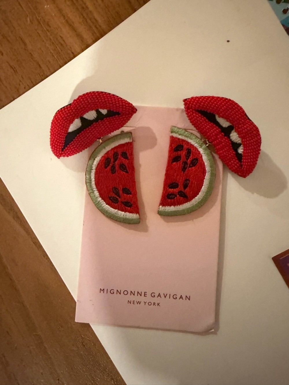 Mignonne Gavigan Red and Green Watermelon Earrings - Picture 7 of 9